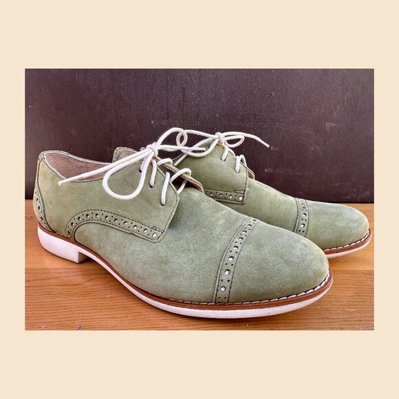 Green Suede Oxfords - Picture 1 of 3